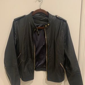 Club Monaco leather jacket with gold hardware!
